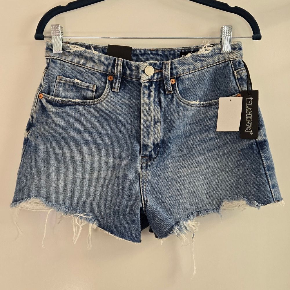 BlankNYC Cruise Control High-Rise Jean Shorts w Distressing Sz 27 or 4 NEW - Picture 2 of 13